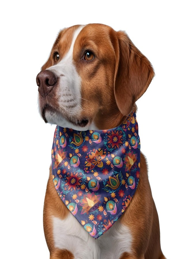 W Diwali Special Dog Bandana - Ultra Premium Satin Pet Scarf Available in Slip-On Collar Style & Cotton Tie-On Bandana Option for Medium & Large Dogs (Medium & Large, Diwali Tie-On Triangle) - Image 2